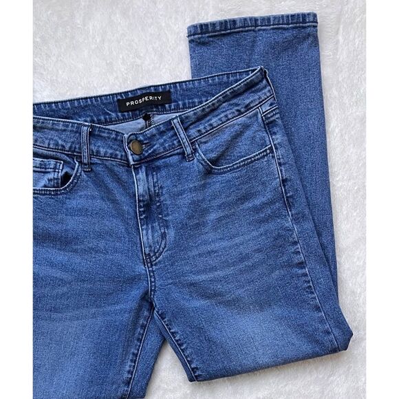 Prosperity Denim Vintage Straight Leg High Rise Crop Jeans in Blue, Size 29 - Picture 7 of 16